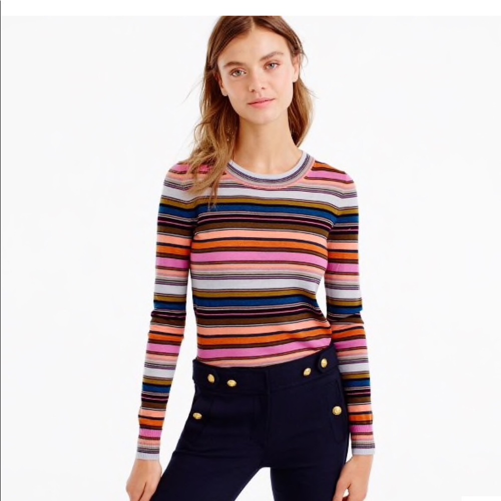 J Crew Rainbow Merino Wool Sweater